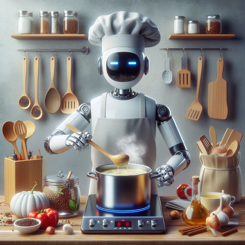 humanoid robot is cooking